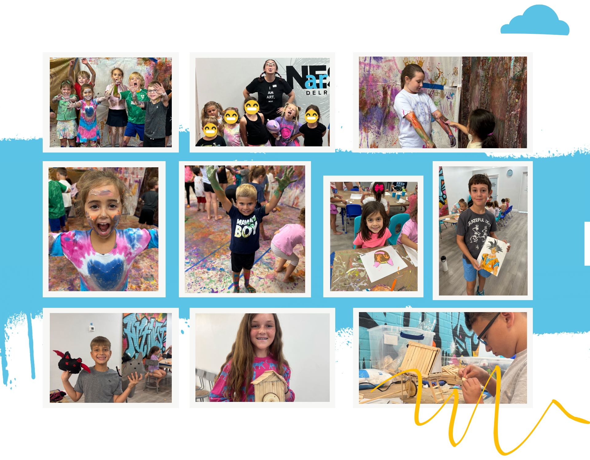 Kids at Artnest summer art camp painting together